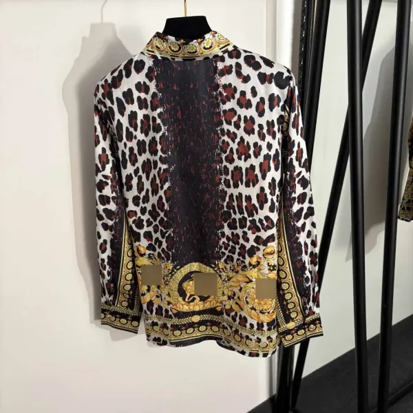 Versace Baroque Print Silk Shirt White Gold - 6