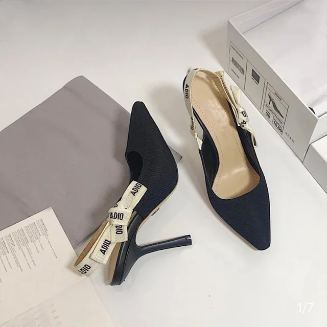 Dior High Heels J'Adior knitted pointed-toe bow slingback product detail image 9