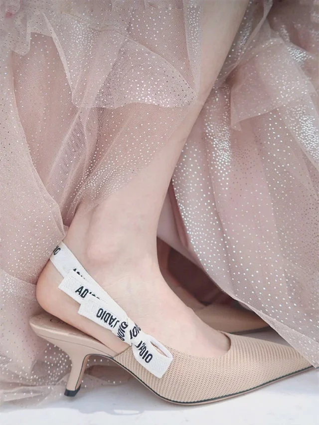 Dior High Heels J'Adior knitted pointed-toe bow slingback product detail image 17