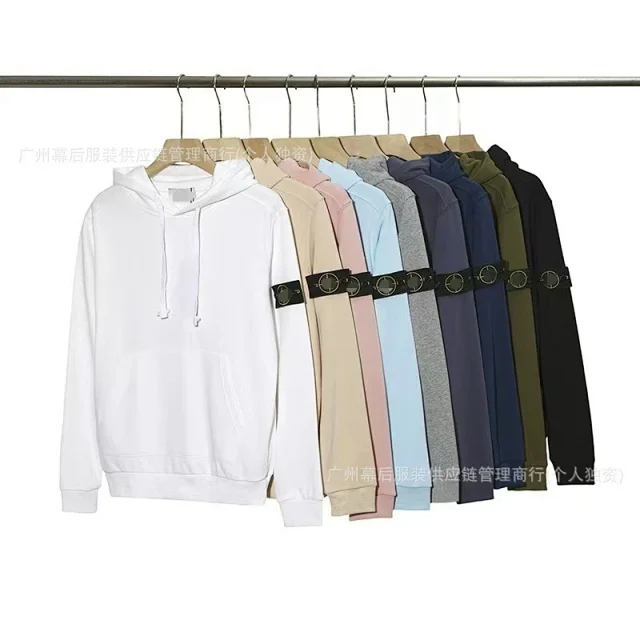 Stone Island Hoodies & Sweatshirts Pullover hoodie with compass sleeve badge and kangaroo pocket product detail image 2