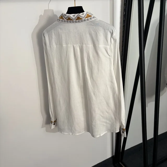 Unbranded Matching Sets Embroidered two-pocket shirt and drawstring wide-leg trousers product detail image 5