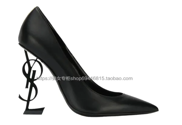 Saint Laurent Opyum Black Leather Stiletto Heels - 18