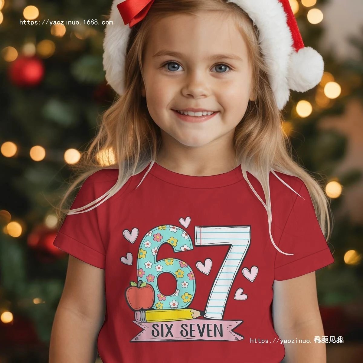 Red 67 Print Kids T-