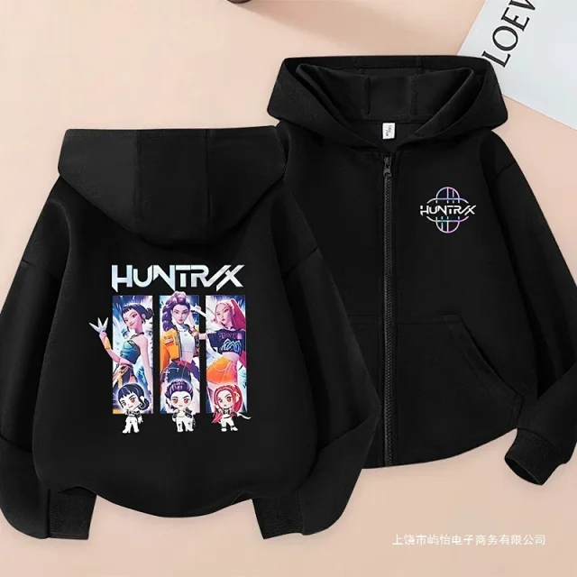 Unbranded Hoodies & Sweatshirts Kids' zip-up hooded sweatshirt with HUNTRIX cartoon graphic product detail image 5