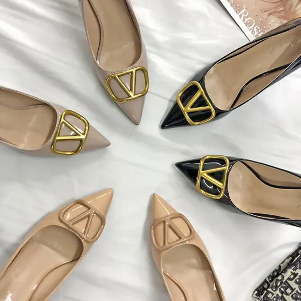 Valentino Rockstud VLOGO Pointed-Toe Stilettos Nude - 38