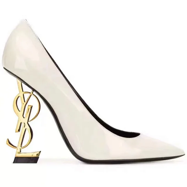 Saint Laurent High Heels Opyum pointed-toe logo-heel pumps product detail image 9