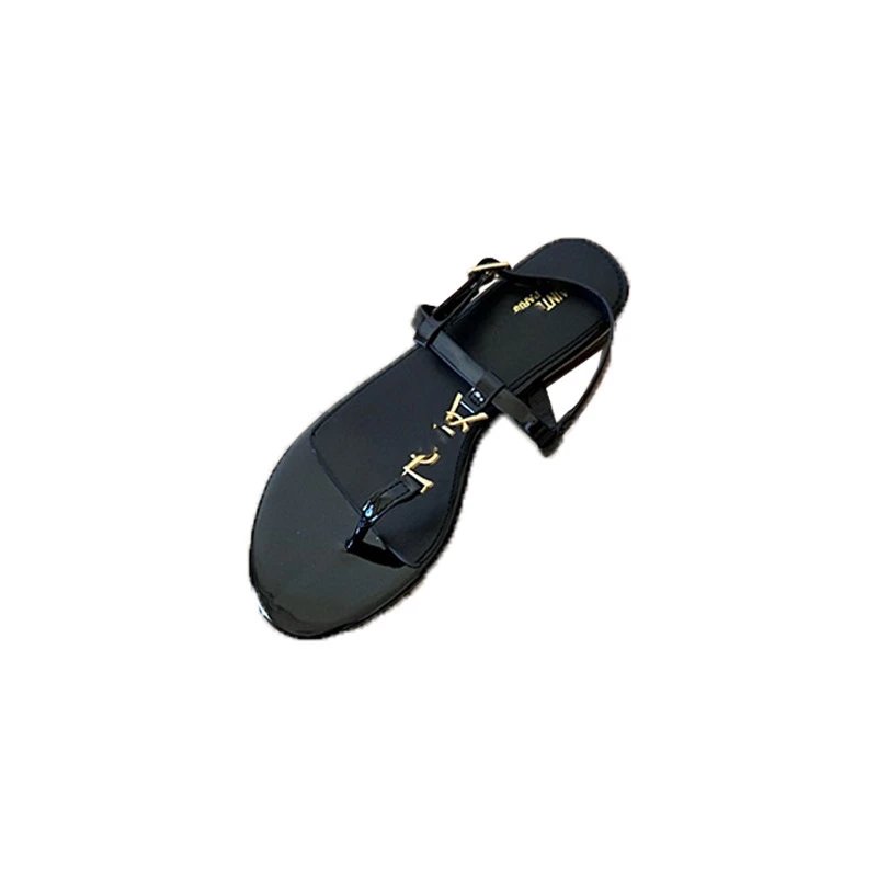 Saint Laurent Sandals YSL Logo Thong Ankle-Strap Flat image 5