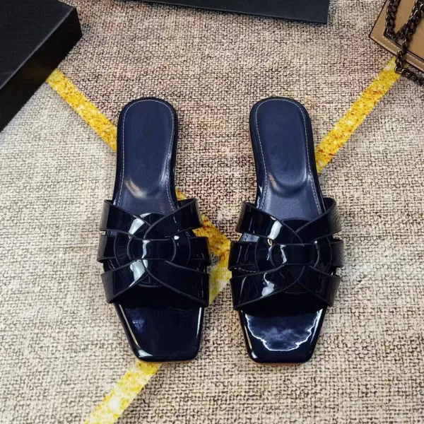 Design White Croc-Embossed Knotted Mule Sandals Slippers - 6