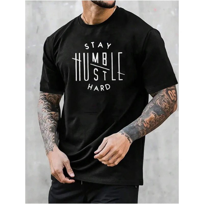 Unbranded T-Shirts Stay Humble Hustle Hard Graphic Crew Neck T-Shirt image 4