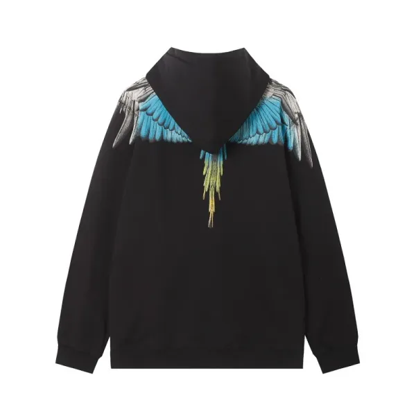 Design Feather Necklace Print Black Hoodie - 28
