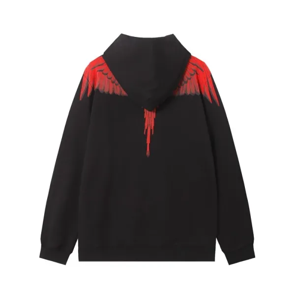 Design Feather Necklace Print Black Hoodie - 33