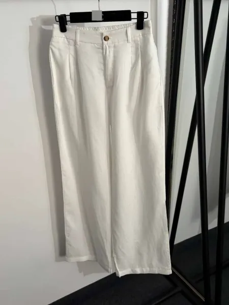 Design Linen Utility Shirt and Wide-Leg Pants Set Beige - 7
