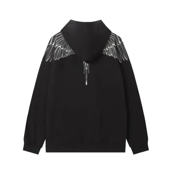 Design Feather Necklace Print Black Hoodie - 38