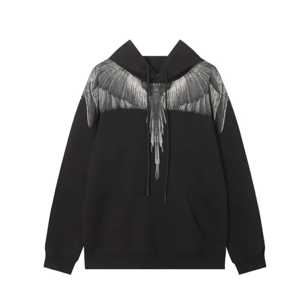 Design Feather Necklace Print Black Hoodie - 39