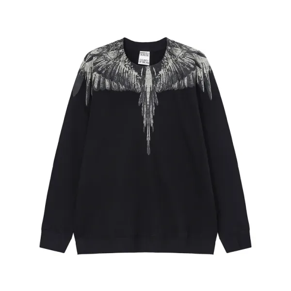 Design Feather Necklace Print Black Hoodie - 47