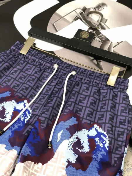 Fendi FF Logo Print Wave Motif Shorts Multicolor - 16