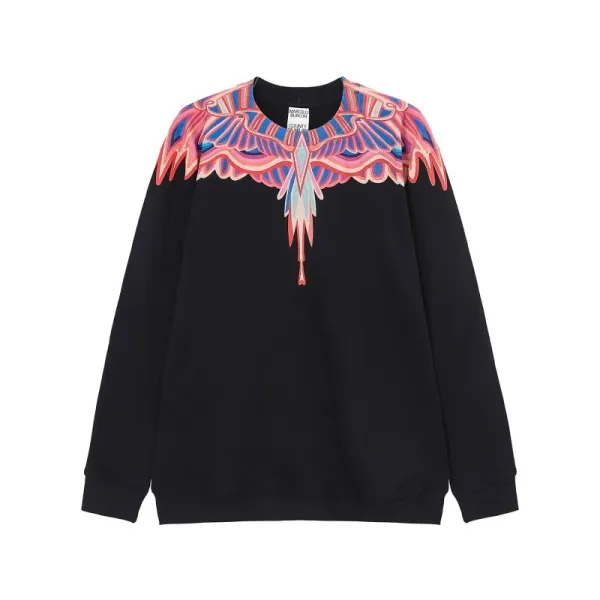 Design Feather Necklace Print Black Hoodie - 56