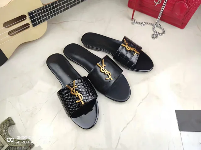 Saint Laurent Slippers YSL monogram flat slide product detail image 2