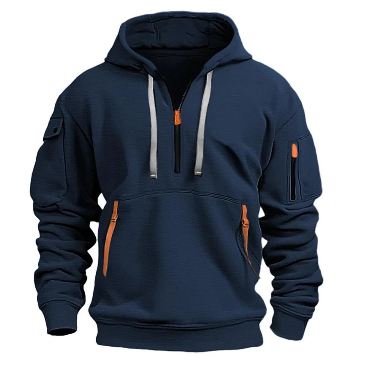 Unbranded Hoodies & Sweatshirts Half-Zip Hooded Sweatshirt with Zippered Pockets image 3