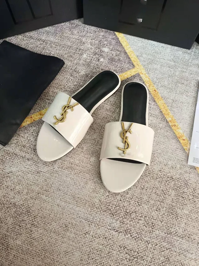 Saint Laurent Slippers YSL monogram flat slide product detail image 11