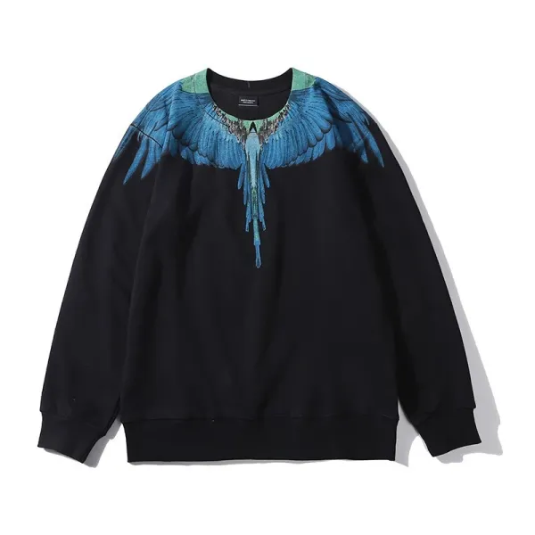Design Feather Necklace Print Black Hoodie - 68