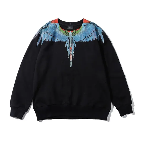 Design Feather Necklace Print Black Hoodie - 75
