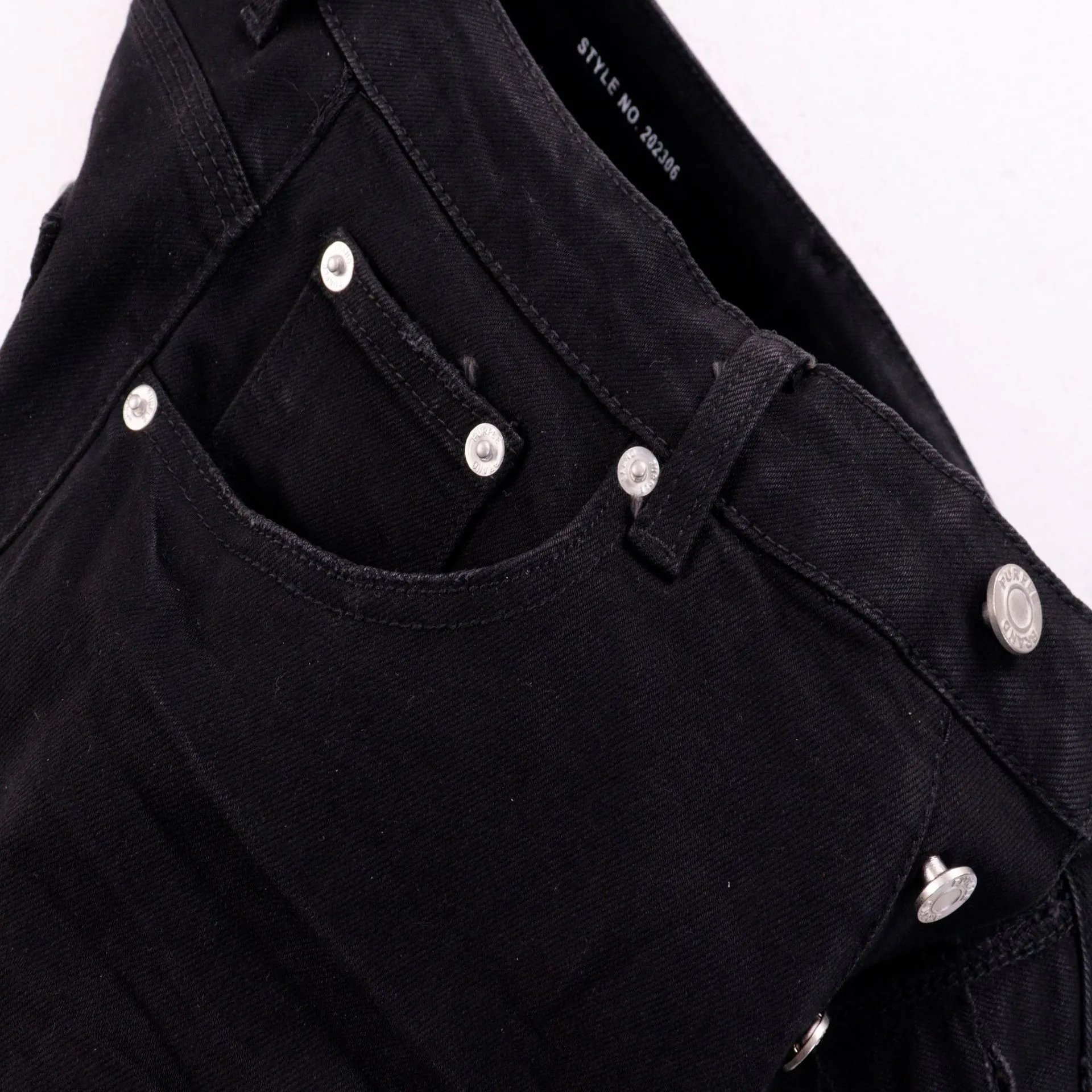 Purple Brand Denim Shorts Black with Chain Accessory - 5