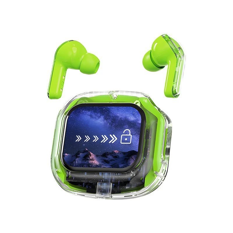 Design Wireless Earbuds with Smart Charging Case Lime Green TWS Earbuds Earphones
