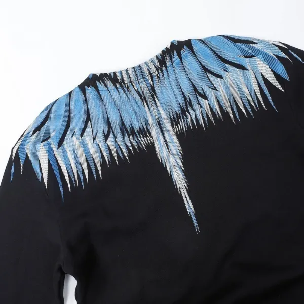 Design Feather Necklace Print Black Hoodie - 86