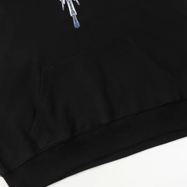 Design Feather Necklace Print Black Hoodie - 92