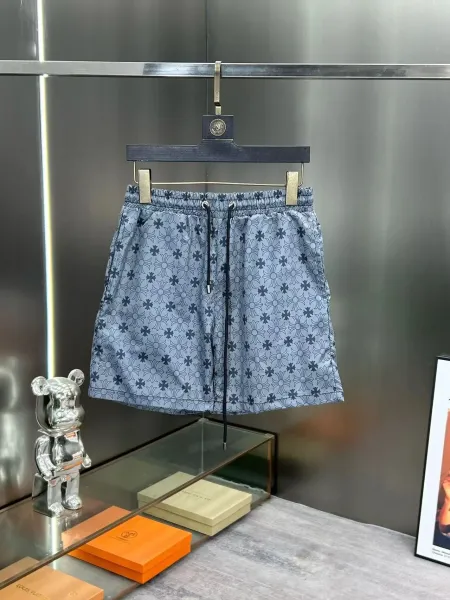 Versace Floral Print Navy Blue Drawstring Shorts - 3