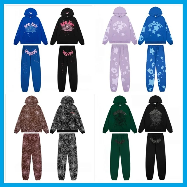 Sp5der Tracksuits Spider web graphic hooded sweatshirt and jogger set product detail image 2