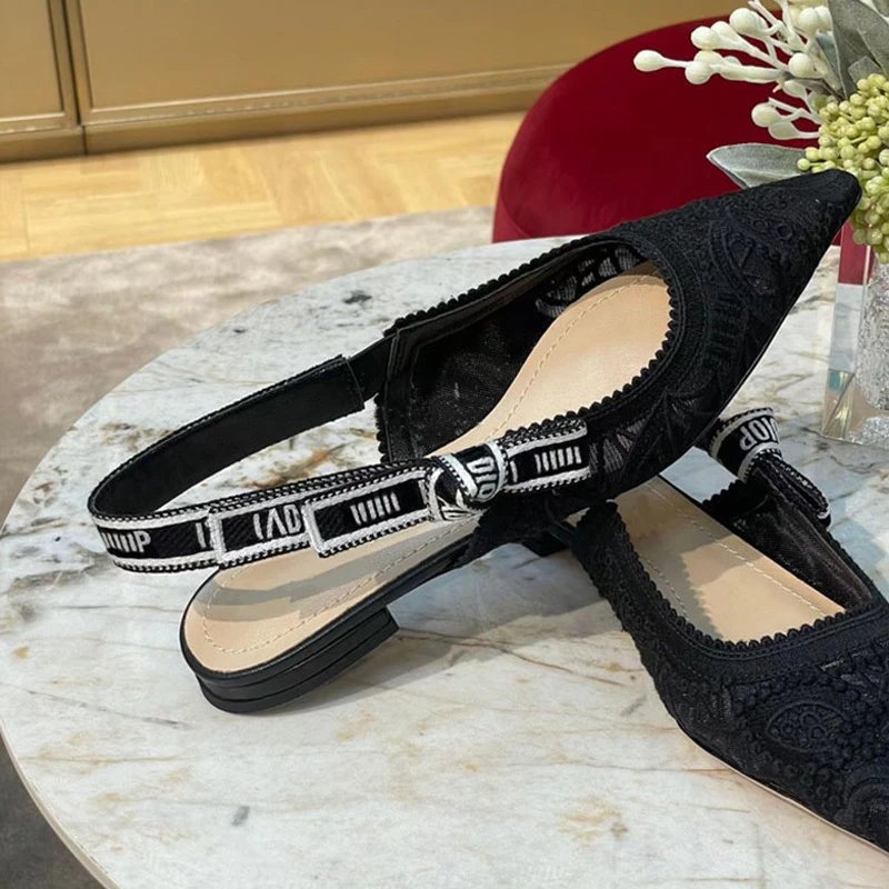 Black Embroidered Flat Bottom