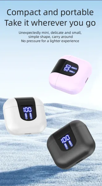 Design TWS Earbuds with LED Display White - 4