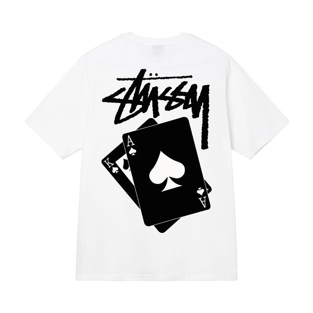 Stüssy T-Shirts Short-Sleeve Graphic Print T-Shirt — White [New Poker]