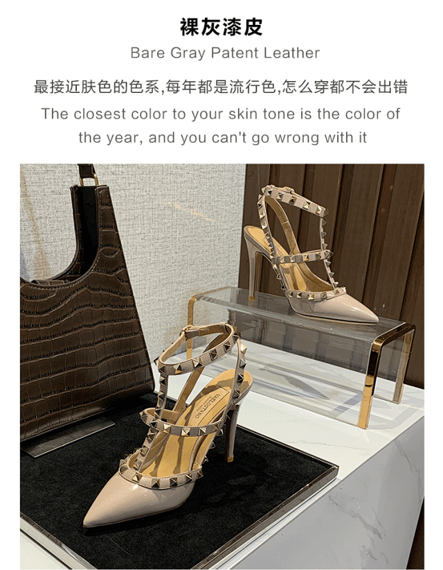 Valentino High Heels Pointed-Toe Studded Slingback Stilettos product detail image 49