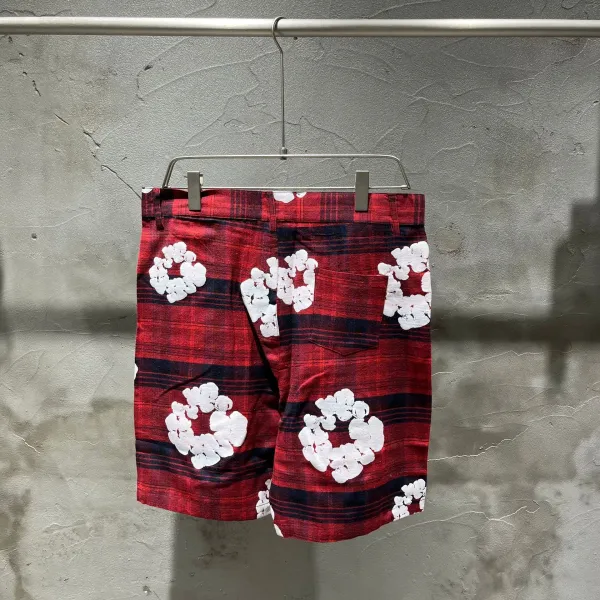 Design Floral Plaid Short-Sleeve Shirt and Shorts Set Black White - 20