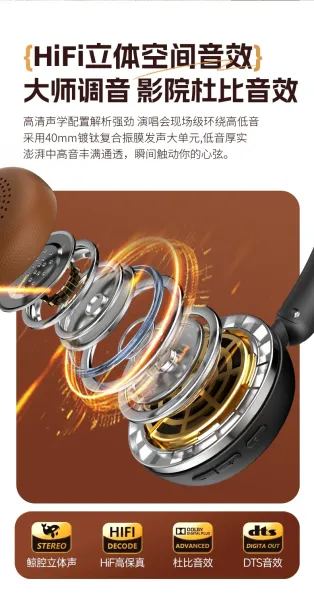Design Over-Ear Headphones Brown Leather Accent Over-Ear Headphones - 9