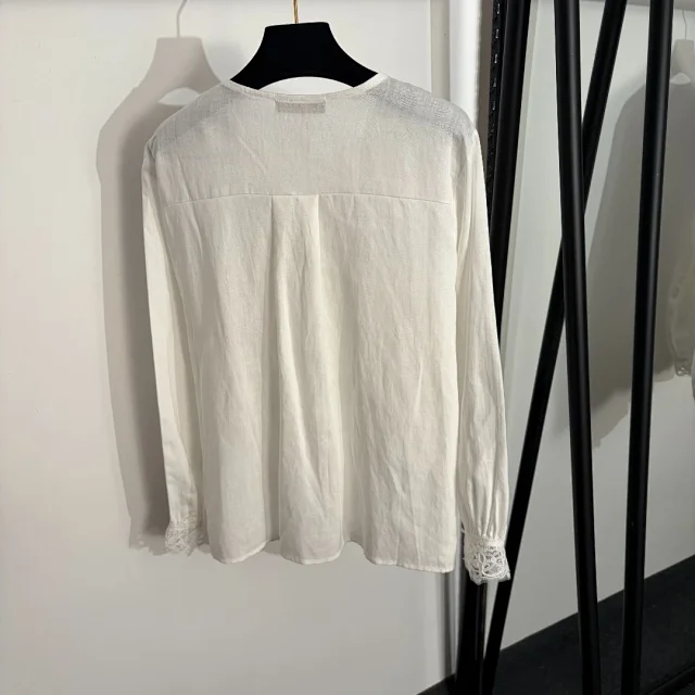 Unbranded Matching Sets Lace-Trim Long-Sleeve Blouse and High-Waist Skirt Set product detail image 4
