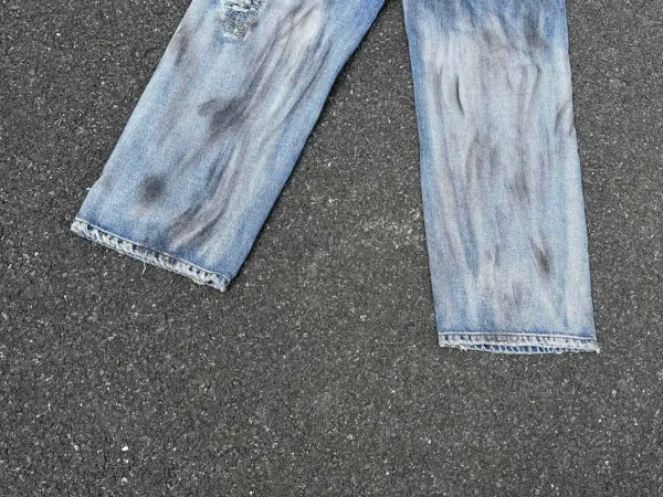 Design Distressed Wide-Leg Raw-Hem Jeans Blue - 18