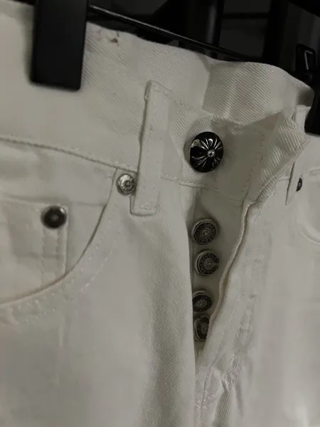 Chrome Hearts White Cross-Embroidered Straight-Leg Jeans - 9