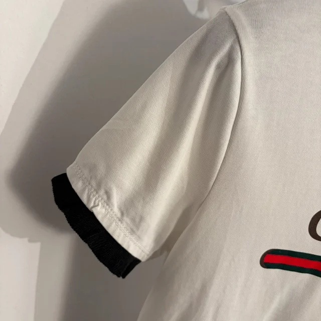 Gucci T-Shirts Ribbed contrast-trim logo-print crew-neck T-shirt product detail image 6