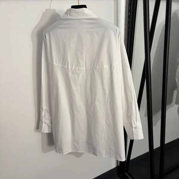 Design Asymmetrical Shirt with Gold Buckle Closure Black Shirt Tops Shirt - 5