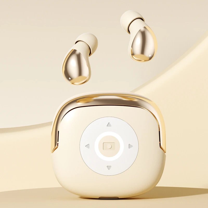 Design True Wireless Earbuds with Gold Accents Beige TWS Earbuds