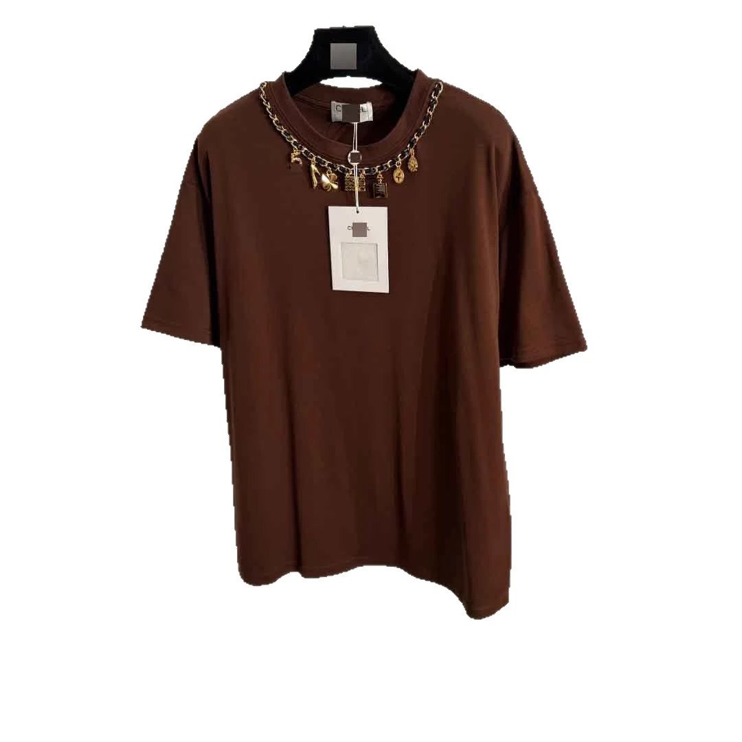 Chanel T-Shirts Short-Sleeve Chain Charm Collar T-Shirt image 5