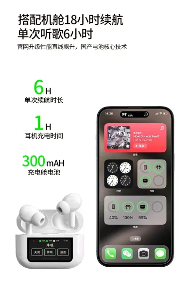 Design A9 Pro LCD Smart Touchscreen TWS Earbuds White Tws Earbuds - 16