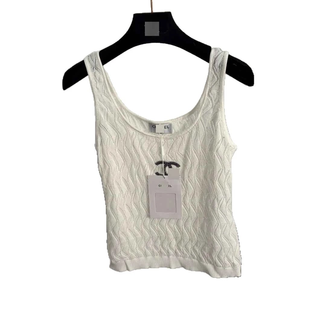 Chanel Knitwear Sleeveless knitted tank top with CC logo and zigzag texture image 5