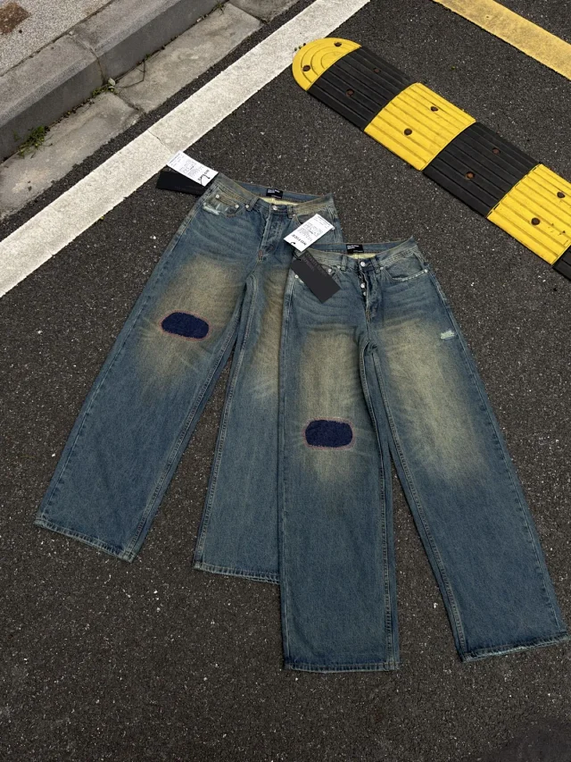 ERD Jeans 07 wide-leg distressed patch product detail image 6