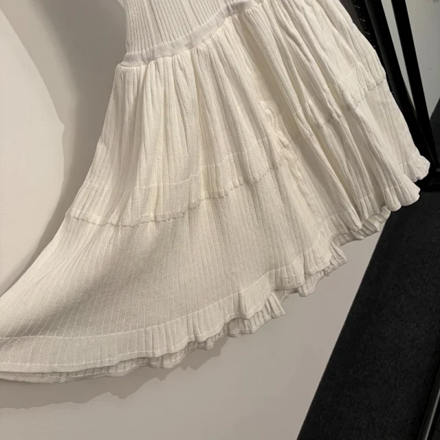 Miu Dresses Ribbed Knit Halter Backless Tiered Dress product detail image 9