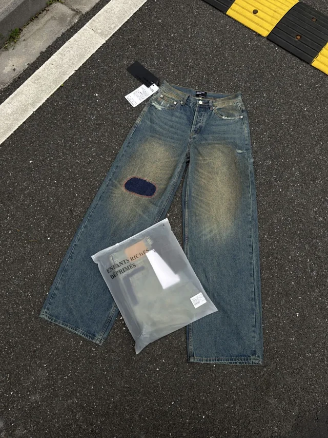 ERD Jeans 07 wide-leg distressed patch product detail image 3